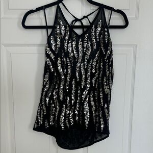 Buckle Zebra Sequin Sheer Top